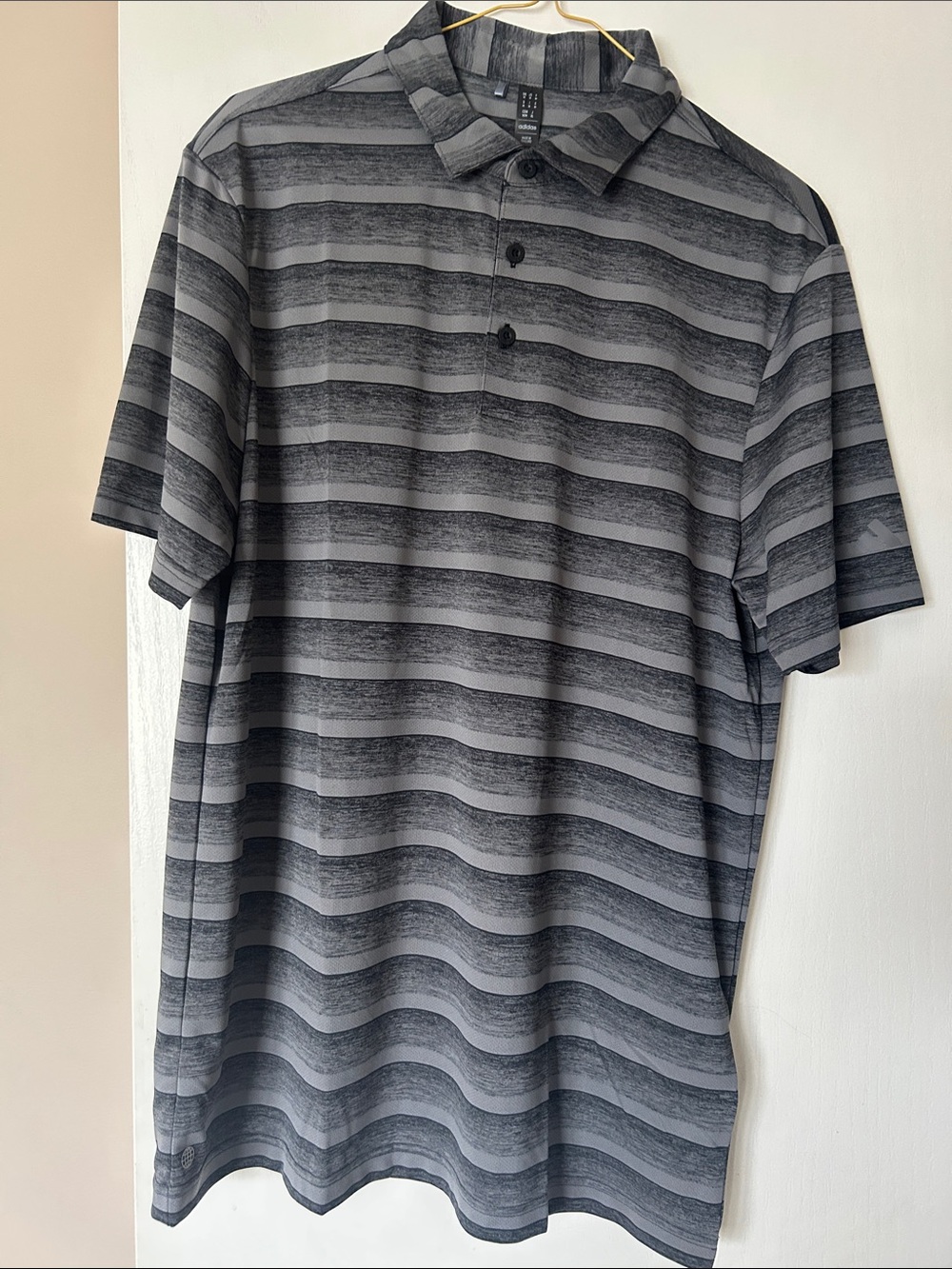 adidas Men's Gray Striped Polo Shirt